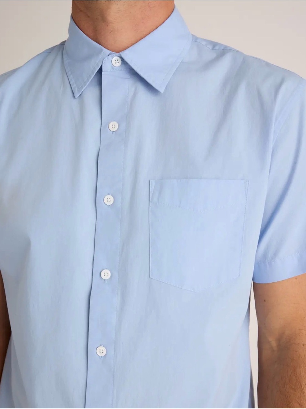 NWT Quince Men's Short-Sleeve Button-Down Shirt in Light Blue size L - Picture 3 of 11
